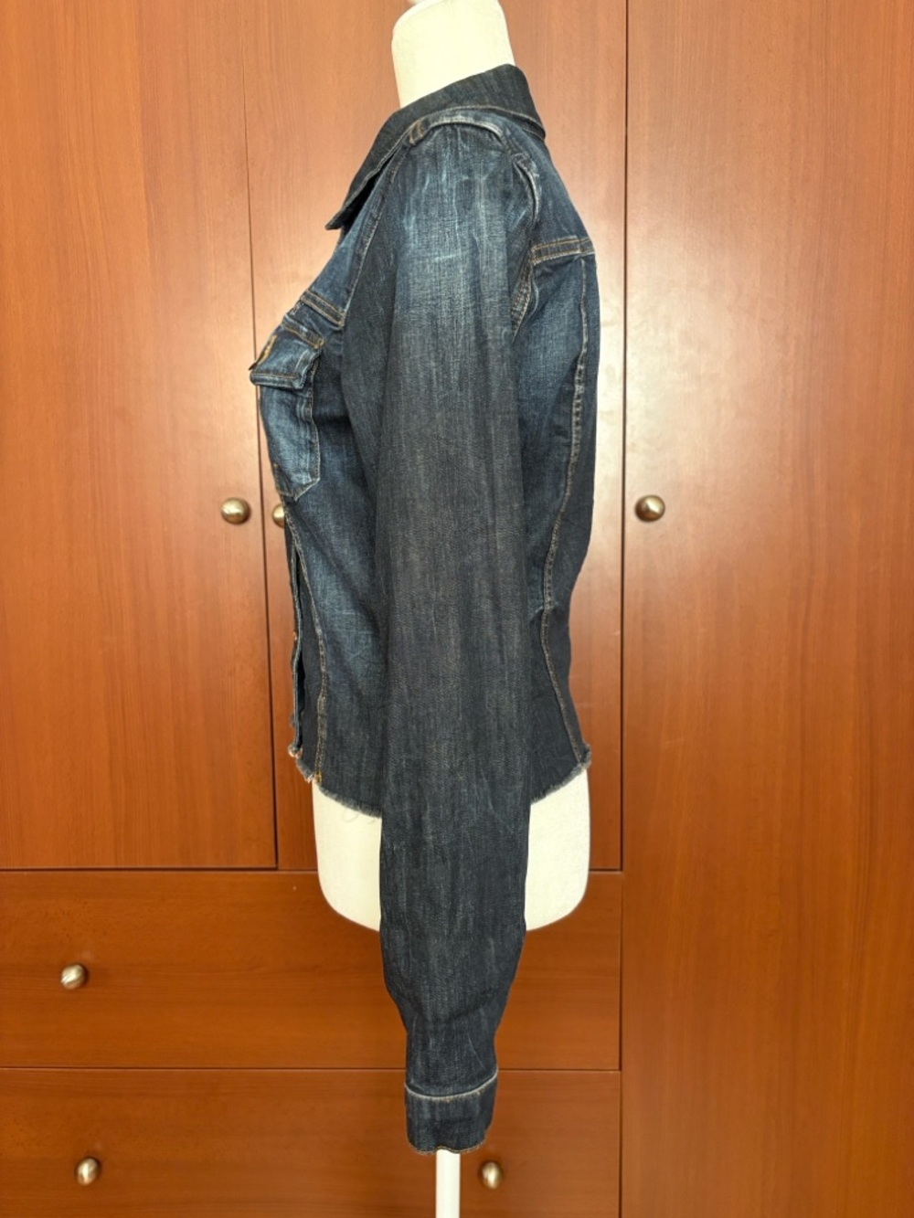 Kut from the Kloth Washed Dark Blue Denim Jacket - Picture 3 of 5